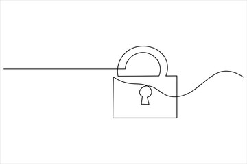 Continuous line padlock illustration simple secure lock outline vector isolated on white background