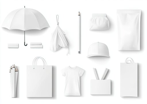Assorted blank white promotional items