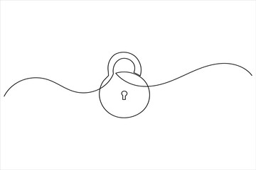 Continuous line padlock illustration simple secure lock outline vector isolated on white background