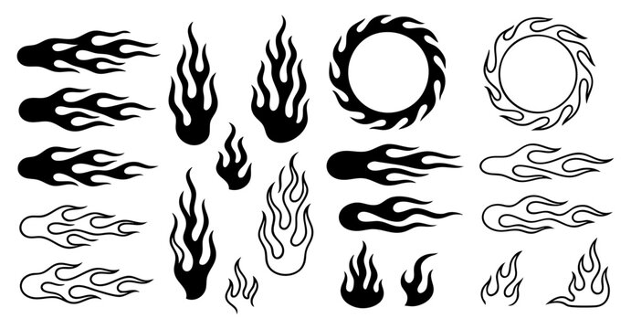 Flame Silhouettes Vector Pack  fire set