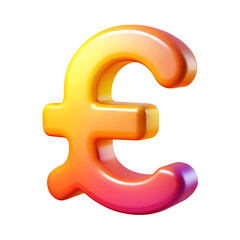 Naklejka premium Glossy 3d pound sterling symbol with gradient colors isolated on transparent background