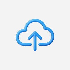 3d Realistic Cloud upload icon vector Illustration