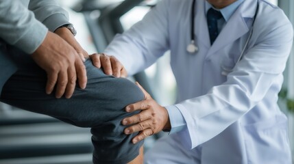 Doctor Examining Patient's Knee in Medical Setting