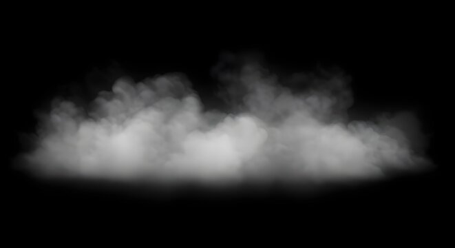 Niebla blanca o humo en el fondo del espacio de copia oscura.