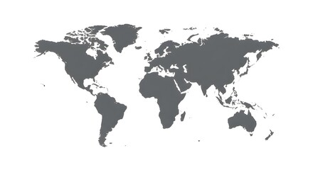 Fototapeta premium Mapa del mundo en blanco gris.