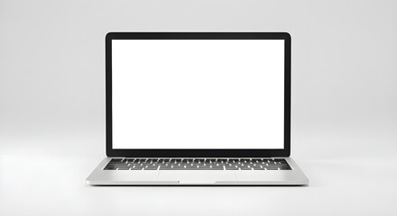 Fototapeta premium Maqueta de laptop aislada sin fondo con pantalla en blanco.