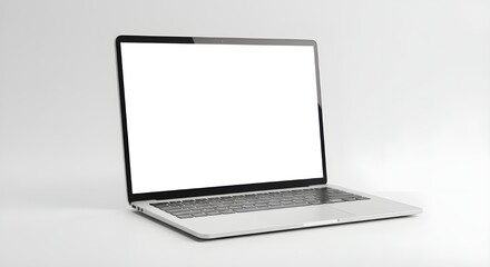 Maqueta de laptop aislada sin fondo con pantalla en blanco.