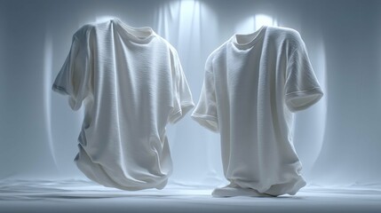 Innovative White T-Shirts Displayed in Artistic Studio Setting