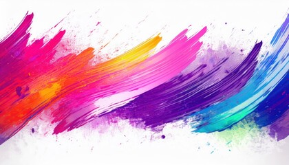radiant multicolor paint brush strokes blending in vibrant rainbow spectrum for creative wall art and modern graphic design