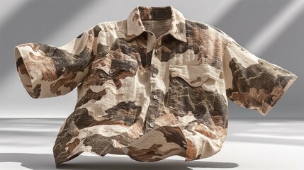 Casual Camouflage Shirt with Short Sleeves for Men