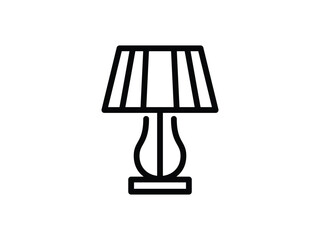 Decorative table lamp line icon, vector format. Stylized vector icon of a striped table lamp for decor themes, smart home visuals, or minimalist branding.