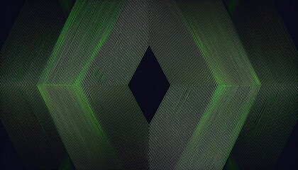 abstract emerald green diamond shape with textured lines and dark center for modern digital background or sci fi interface design