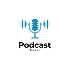 simple podcast logo with a microphone