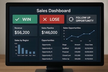 A compelling sales dashboard offers a real-time, data-driven display of key business metrics, showing the pulse of performance, with visually dynamic charts.