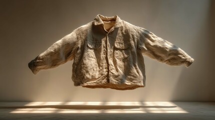 Vintage Faux Leather Jacket Displayed in Museum Lighting