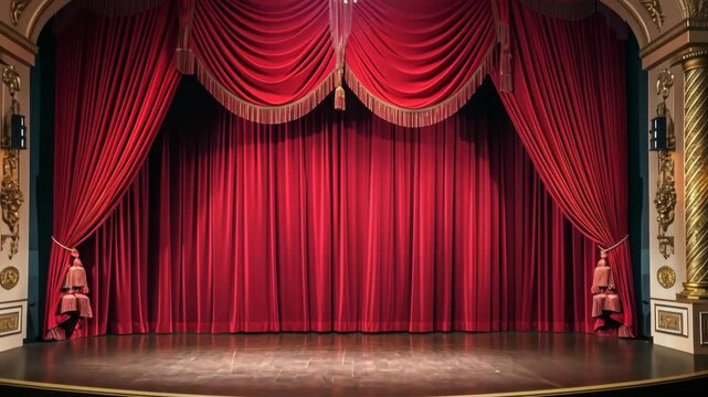 main stage curtain in a classic theatre interior
