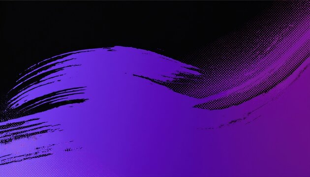  vibrant digital brush stroke in black and purple with halftone texture for tech branding or futuristic web background