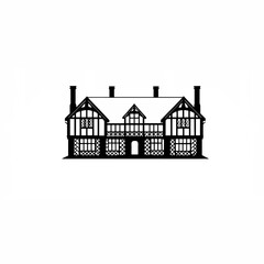A detailed design of a Tudor-style house on white background