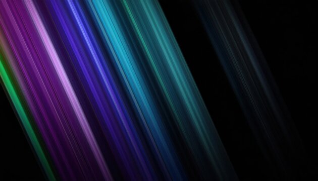  vibrant diagonal light trails in purple blue and teal on black background for futuristic design or tech branding