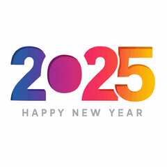 The Year 2025 Vector New Year’s Greeting Symbol Logo Isolated On A White Background.
