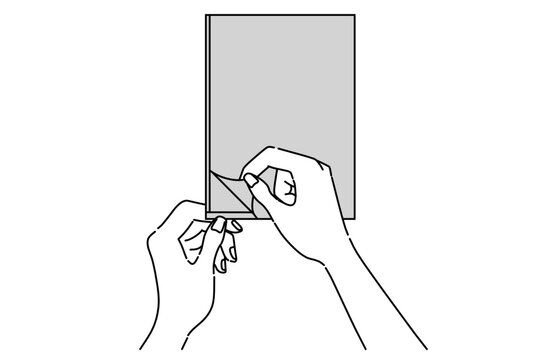 recommend clip art: シークレットはがきの角をめくって中を開けている手