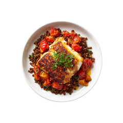 Pan-Seared Cod with Roasted Tomatoes and Lentils