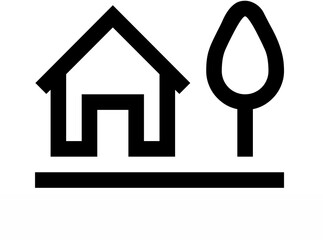 Minimalist house icon with a tree, perfect for real estate, construction, or community projects,...