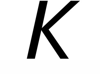 Black letter K stands out on a white backdrop, offering a bold design element, good for monograms...