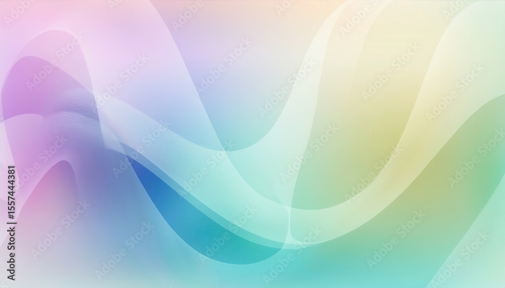 Sticker soft gradient waves in pastel colors with gentle flowing curves suitable for modern design, digital 