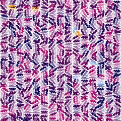 Multicolored short wavy stripes. Hand drawn seamless pattern. Royal purple, dark fuchsia, dark orange and denim blue colors.