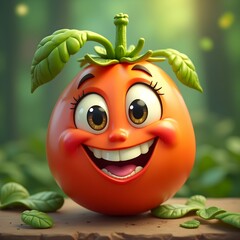 Happy tomato character smiling vegetable cartoon food healthy eating garden fresh produce