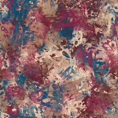Abstract hand drawn painting. Big chaotic brush strokes. Dark grey blue, brown, pinkish tan, dark raspberry and light apricot colors.