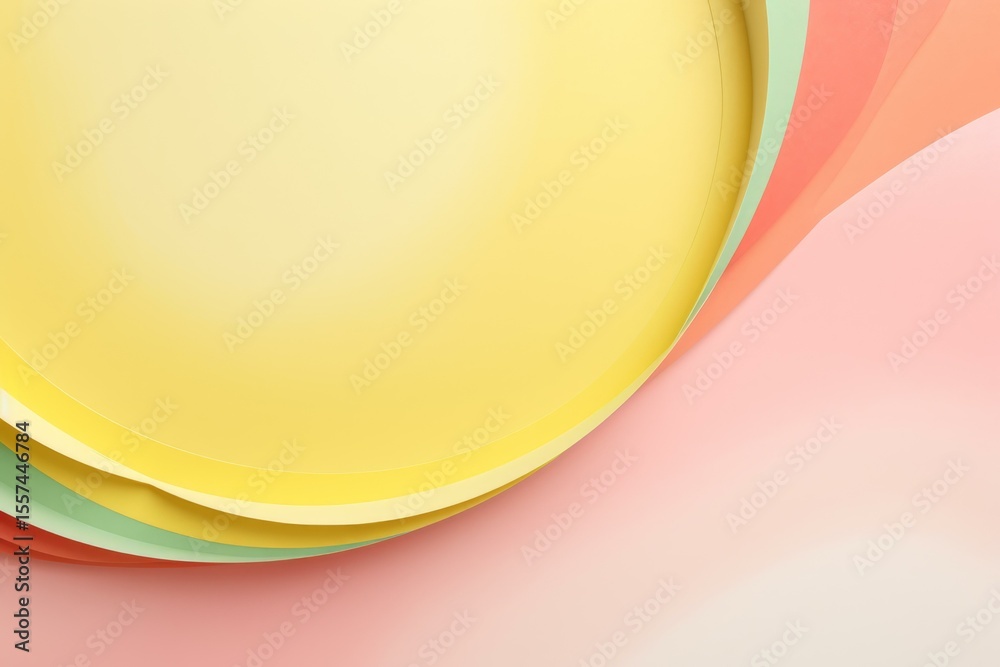 Aufkleber Abstract background with colorful wavy shapes and a yellow circle, creating a vibrant and dynamic composition