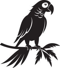 Parrot on Perch or tree branch Silhouette – exotic touch