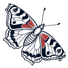 Butterfly  line art vector icon on white background.