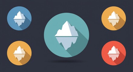 Iceberg Icons Set Flat Style Graphic Design