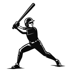 Baseball player swinging bat vector illustration