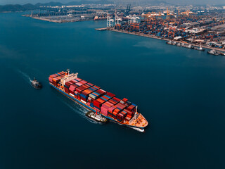 shipping logistic cargo container ship import export goods and distributing products to dealer and...