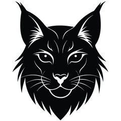Lynx Head Silhouette Design with Distinctive Ear Tufts for Wildlife Projects