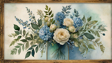 Vintage pink rose bouquet on a rustic wooden background, perfect for spring wedding decoration