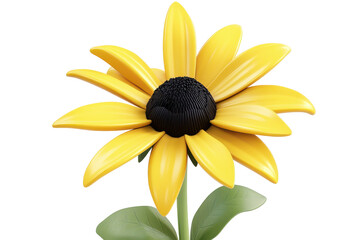 Black-eyed Susan isolated in 3d cartoon character on white background