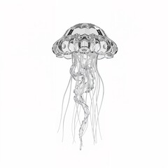 Jellyfish crystal glass design for 3D on plain white background