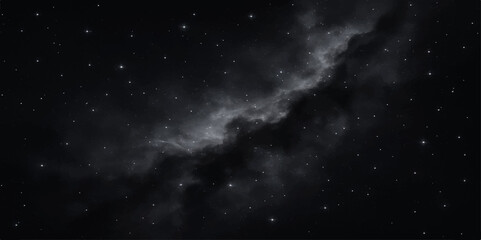 A captivating bright starry night sky with stars, clouds, and a deep blue galaxy illustrates the cosmos