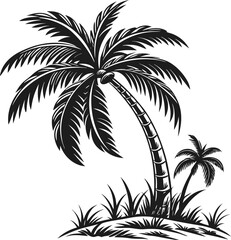 Collection of palm tree silhouettes, perfect for summer posters, travel ads, or nature-inspired digital artwork.