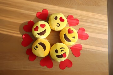 Emoji Face Donuts with Hearts – Fun World Emoji Day Flat Lay