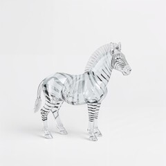 Zebra crystal glass design for 3D on plain white background
