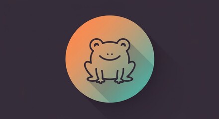 Pixel Art Happy Frog Illustration in Gradient Circle