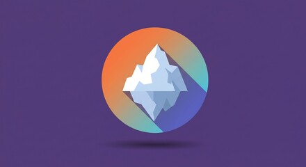 Pixel Art Iceberg Illustration with Gradient Circle Background