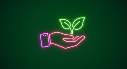Pixel Art Neon Green Hand Holding Glowing Leaves