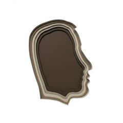 Layered Papercut Profile of a Person's Head in Brown Tones Abstract Art